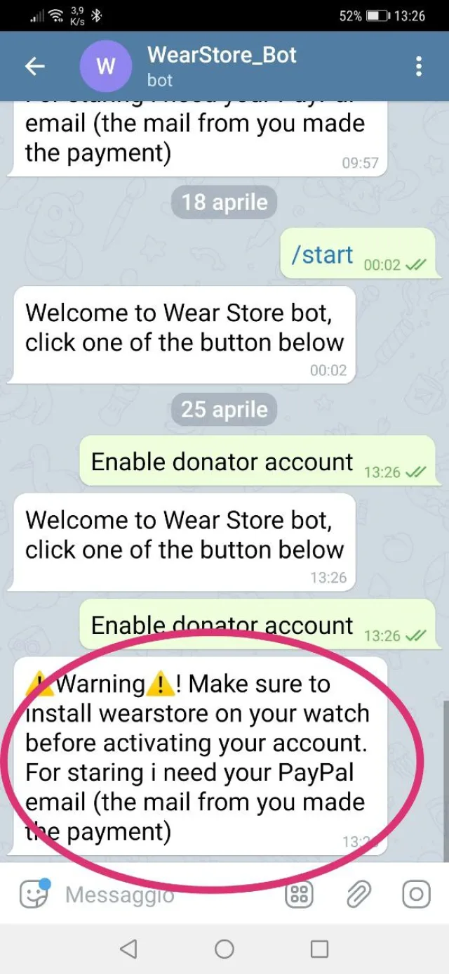 nuova pagina BOT Telegram
