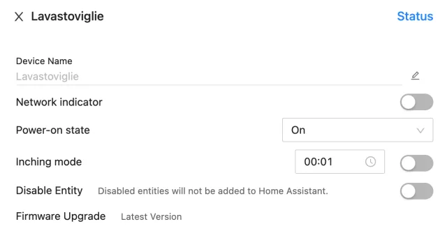 parametri device configurabili