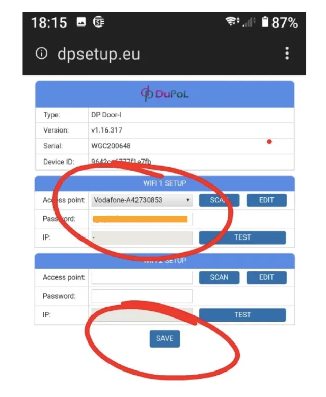 seconda pagina configurazione