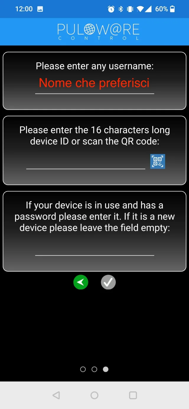 inserimento parametri