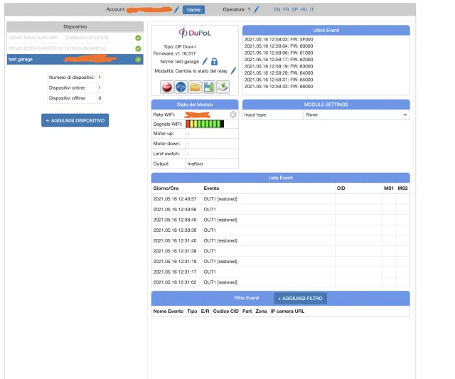schermata web principale