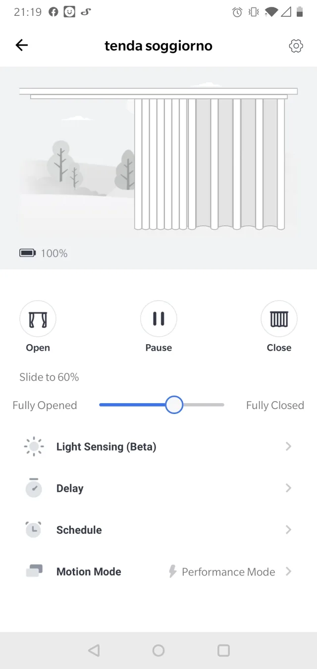 Switchbot app gestione tenda