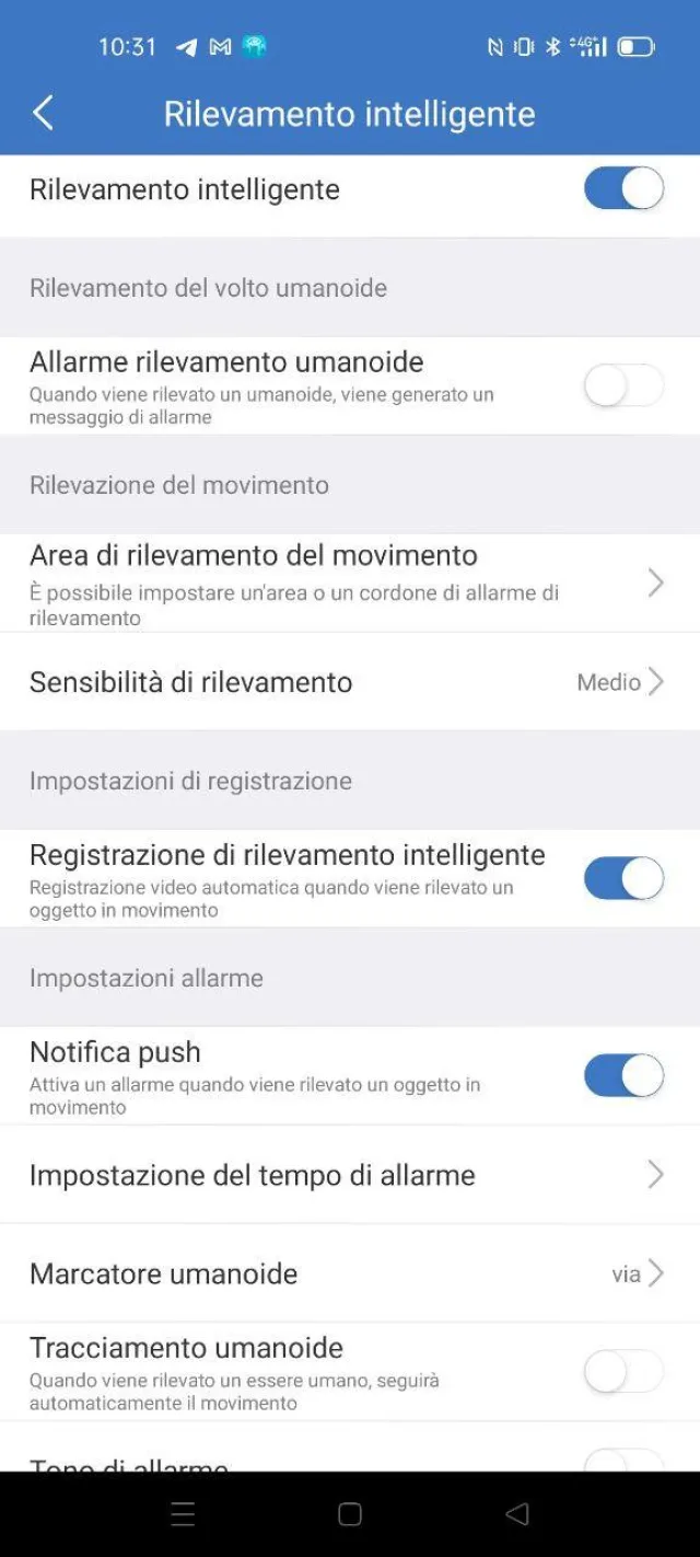 App Annke Sight impostazioni di rilevazione movimento
