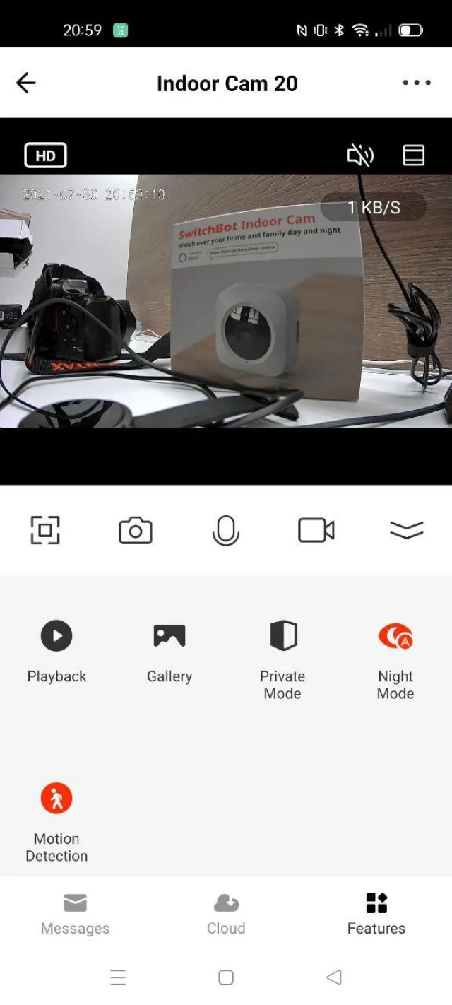 Schermata principale app switchbot Camera