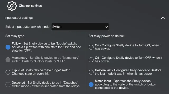 impostazione comandi esterni