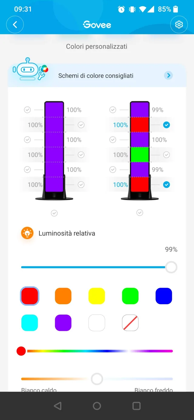 applicazione colore segmentato