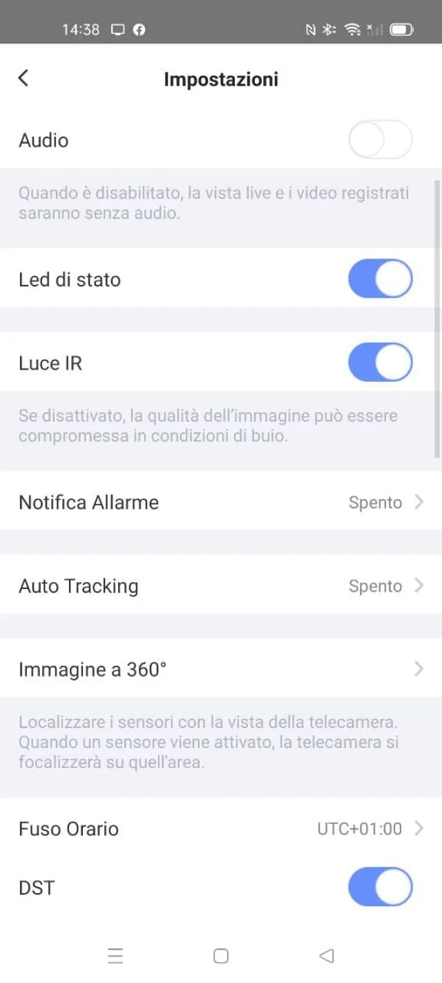 Impostazioni app ezviz