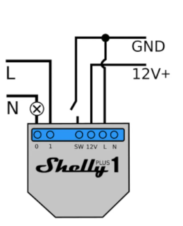 Shelly 1 Plus schema cablaggi 1