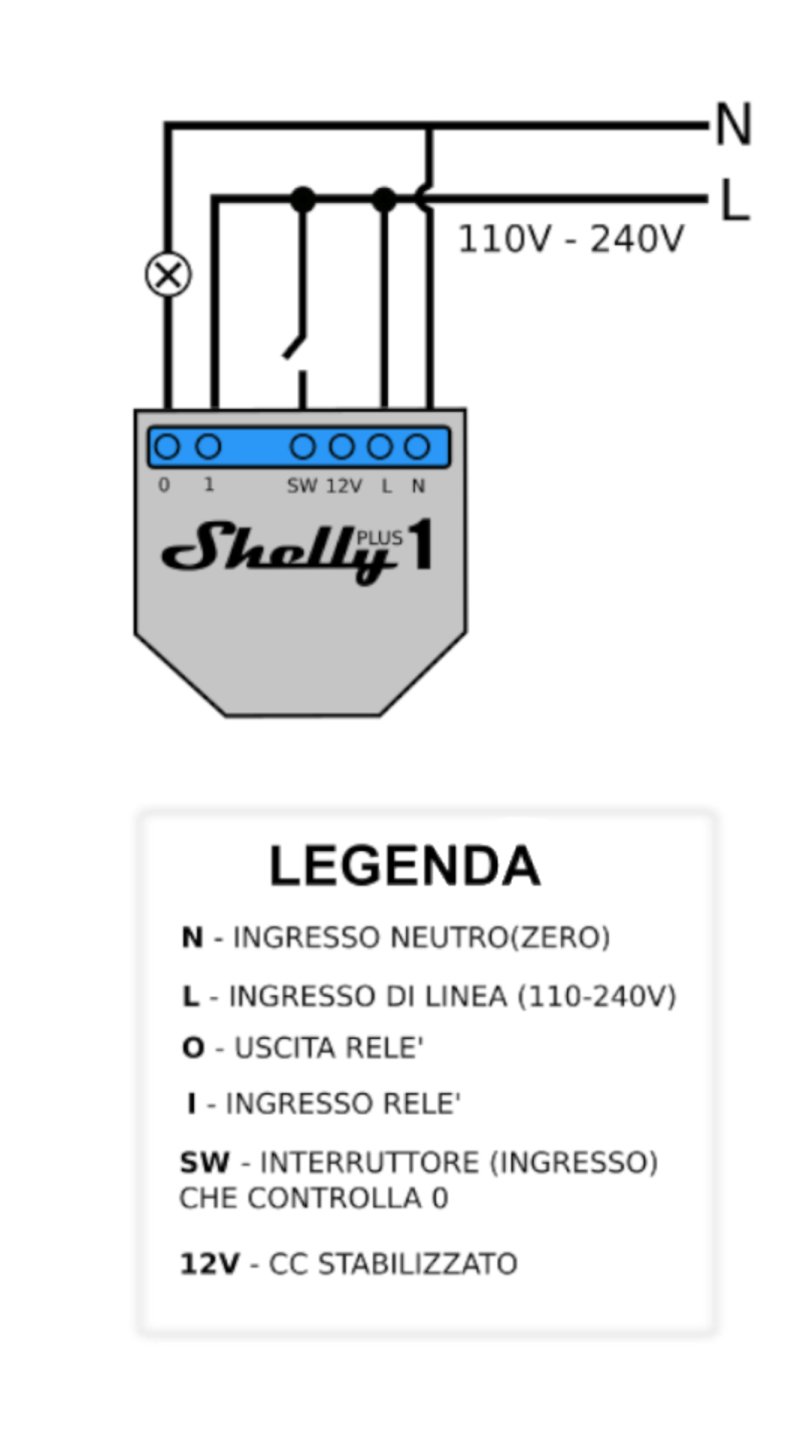 Shelly, Shelly 1 Plus - schemi per tutti i possibili cablaggi