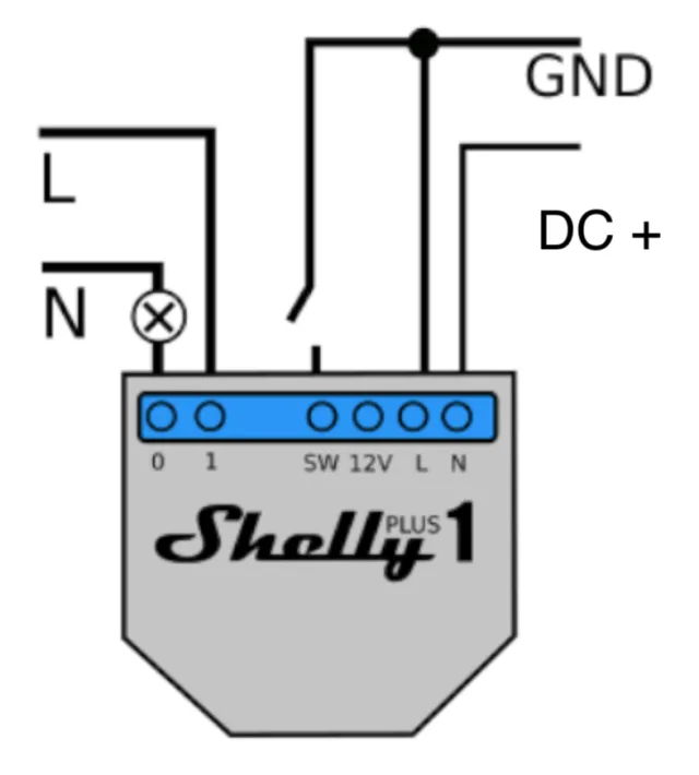 Shelly 1 Plus schema cablaggi 3
