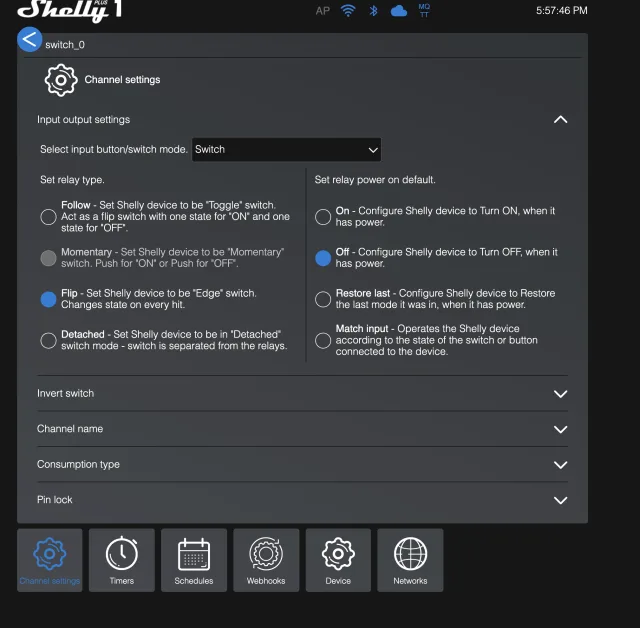 impostazione app Shelly Cloud