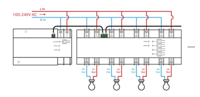 SONOFF Smart Stackable Power Meter cablaggio elettrico