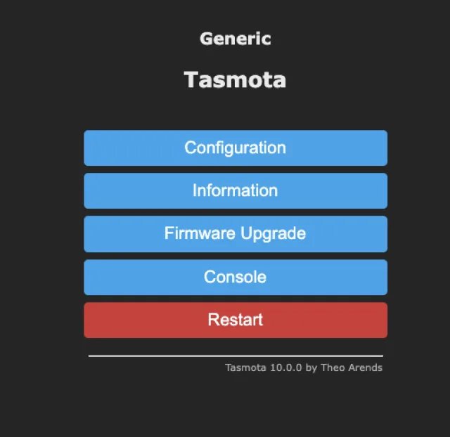 tasmota generic selezionato