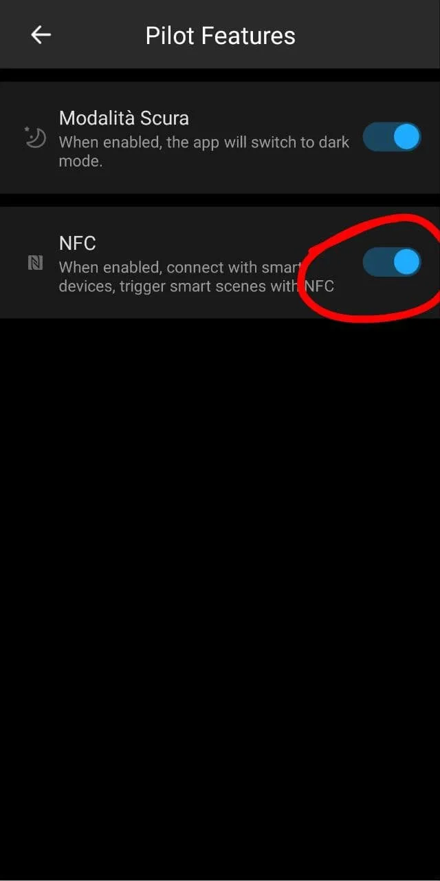 Attivazione funzione NFC su App eWeLink