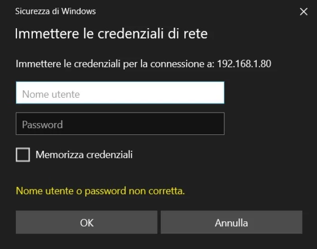 credenziali samba su windows