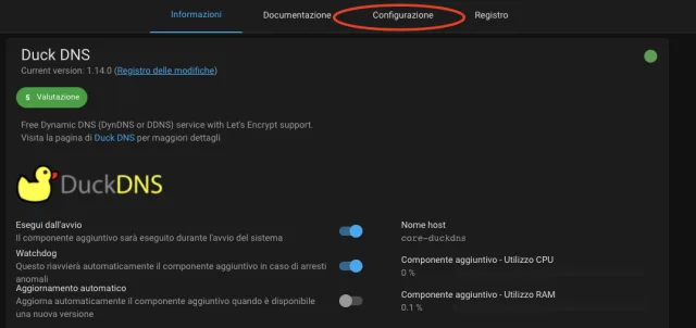configurazioni duckdns
