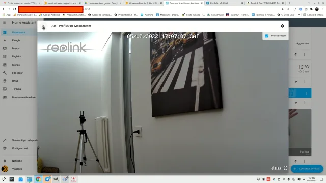 Reolink Duo WiFi in Home Assistant tramite integrazione integrazione video IP