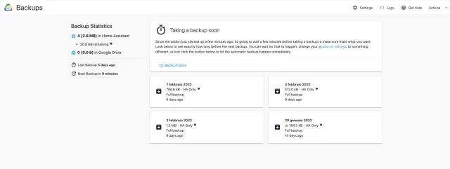 seleziona numero dei backup