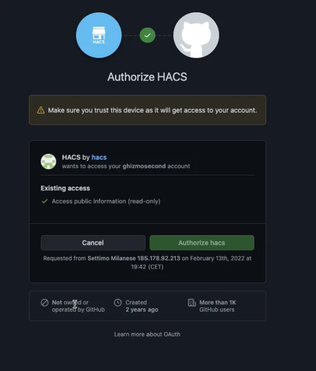 autorizza Hacs