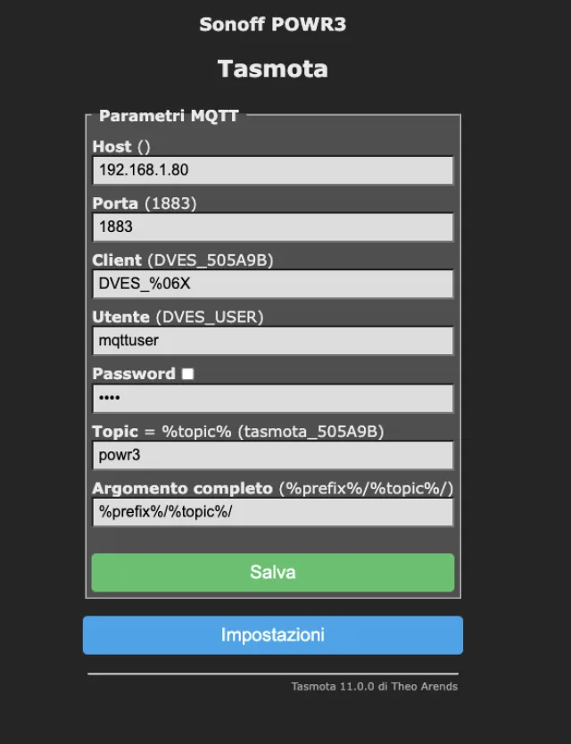 parametri mqtt