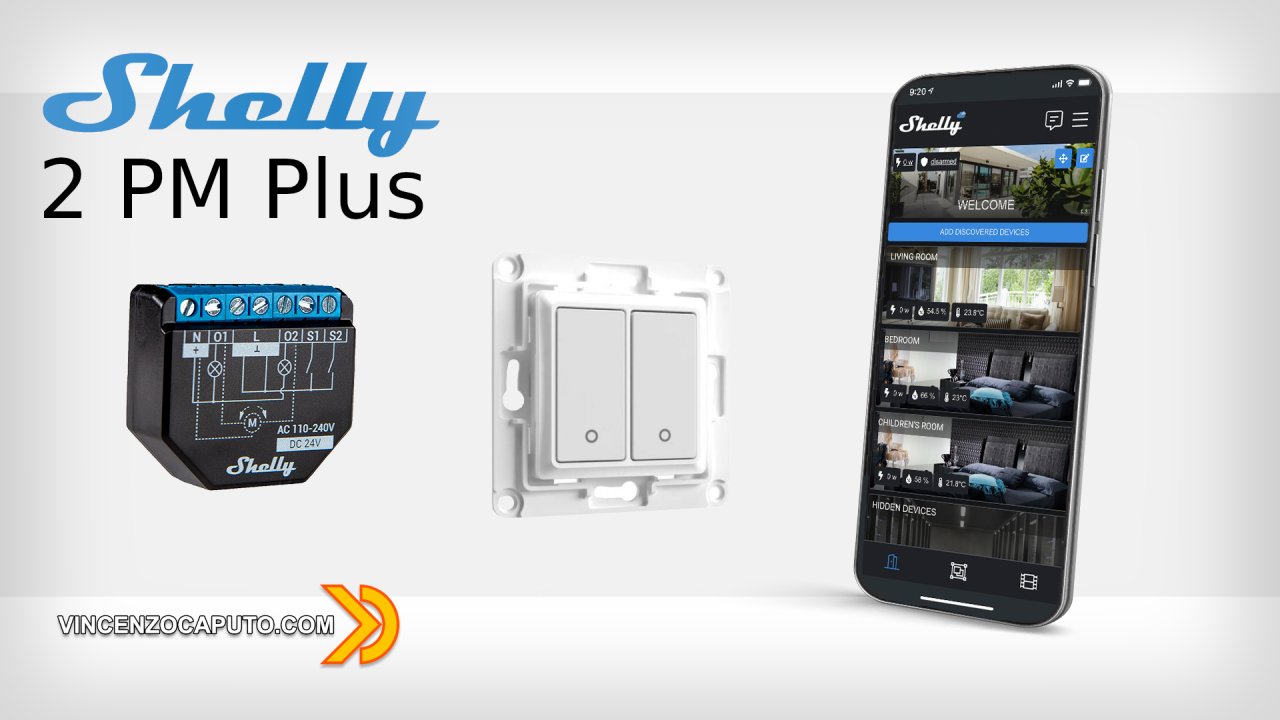 Shelly Plus 2PM Interruttore Wi-Fi a due canali per tapparelle