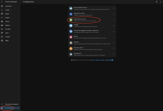 automazioni e scene in home assistant