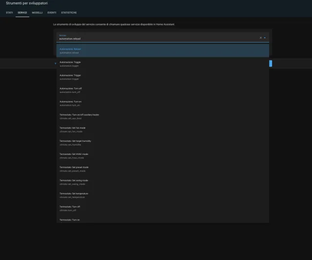elenco automazioni home assistant