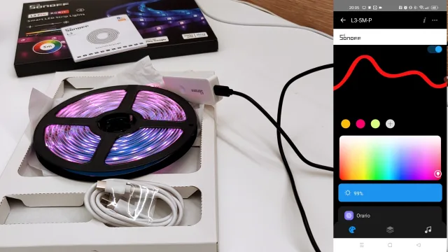 Sonoff L3 pro RGBIC app eWeLink controllo colore a luminosità