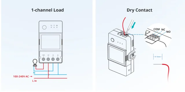 Sonoff TH Elite dettagli contatto pulito
