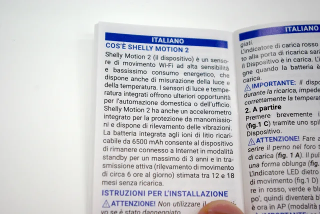shelly motion 2 estratto manuale utente