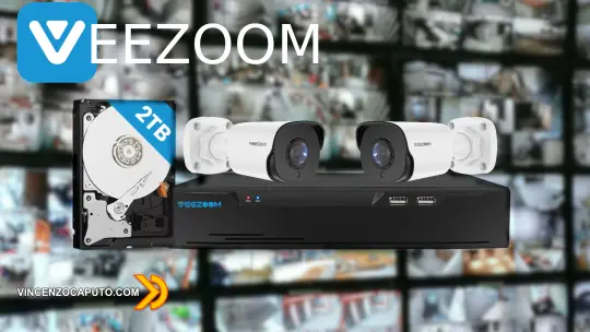 VEEZOOM monitoraggio video 4K in kit con archivio video e telecamere PoE