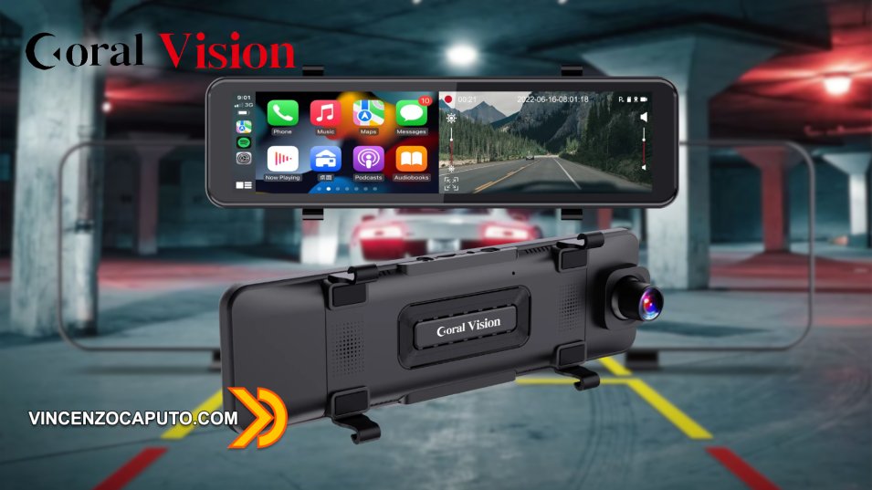 Coral Visione R9 Mirror Dashcam, lo specchietto smart con Android Auto e CarPlay integrati