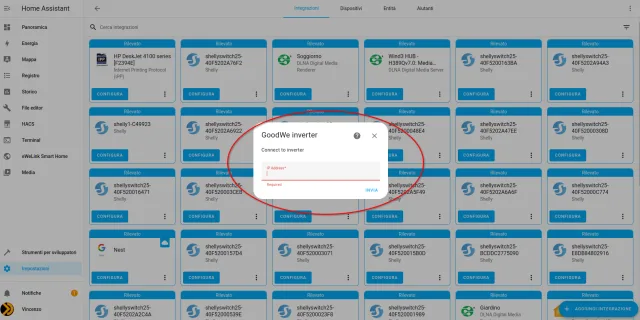 configurazione ip integrazione goodwe in home assistant