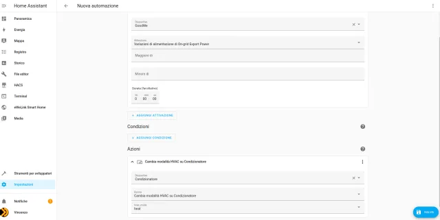 home assistant automazione con integrazione goodwe