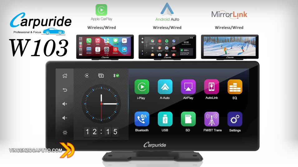 Carpuride W103 - CarPlay e AndroidAuto wireless e Ultra widescreen!