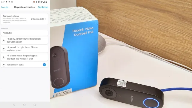 Reolink Video Doorbell messaggio di risposta personalizzato