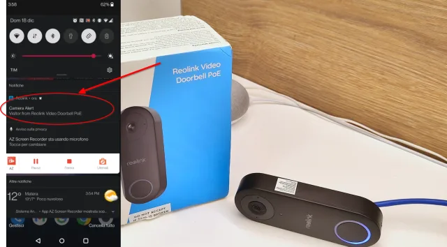 Reolink Video Doorbell notifica di ospite alla porta