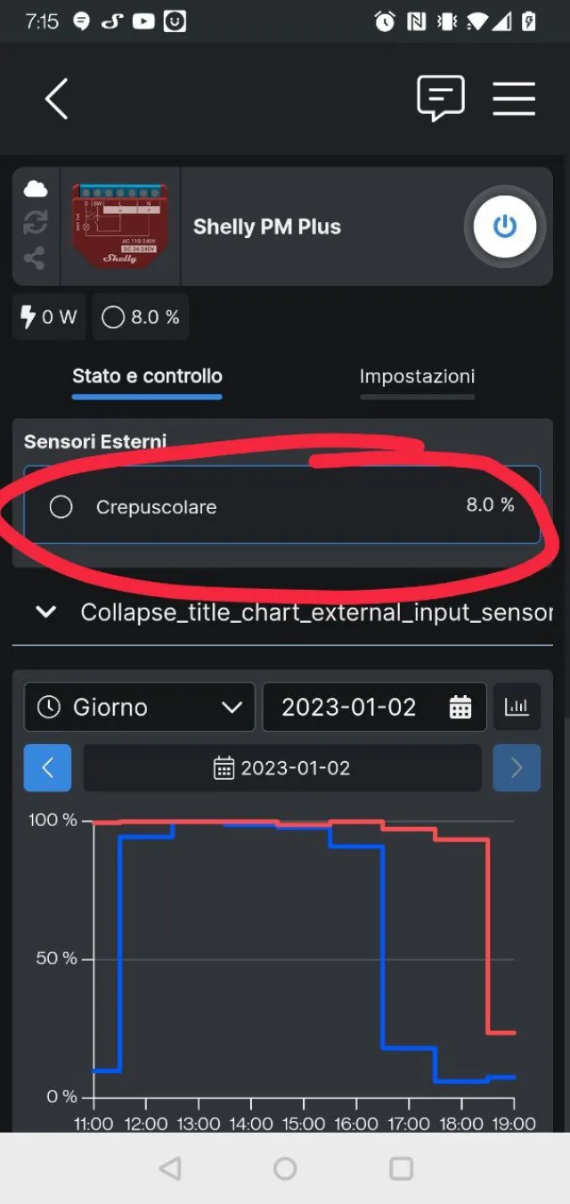 Shelly Plus ADD-ON lettura valori fotoresistenza