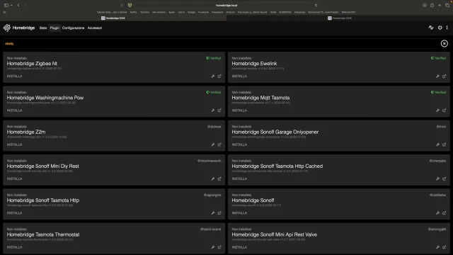 schermata plugin homebridge