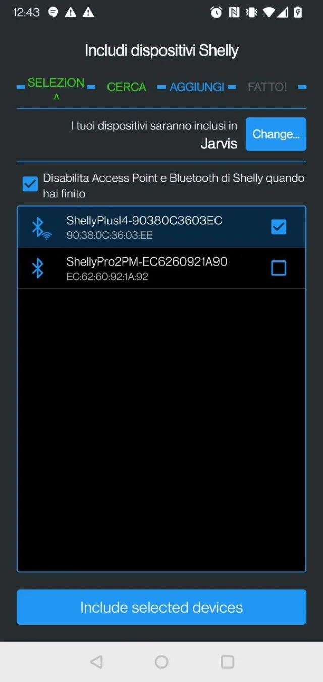 Shelly Plus i4DC pairing bluetooth