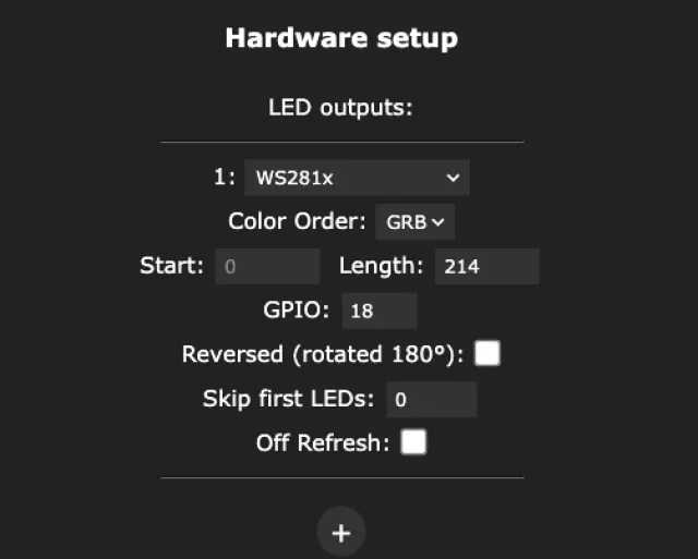 hardware setup ws2812B