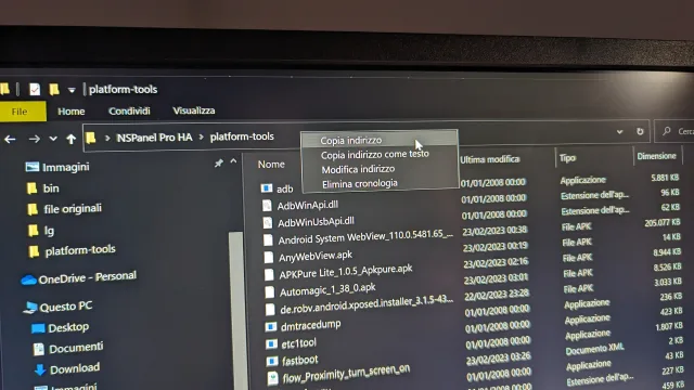 copia percorso cartella