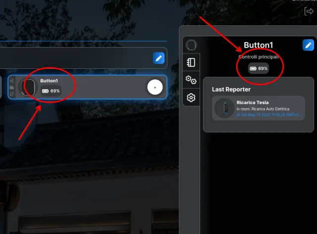 shelly blu button1 percentuale residua batteria