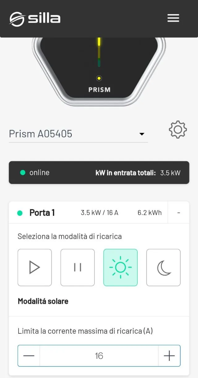 App Prism Solar modo Solare
