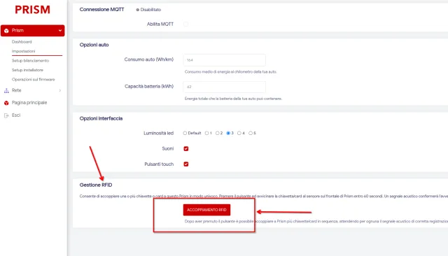 Configurazione TAG Rfid Prism Solar