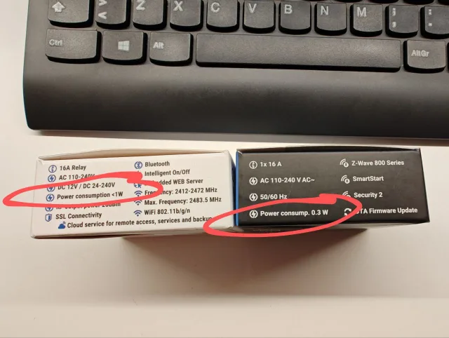 Conparativa consumi tra Shelly 1 PLUS e Shelly Qubino Wave 1