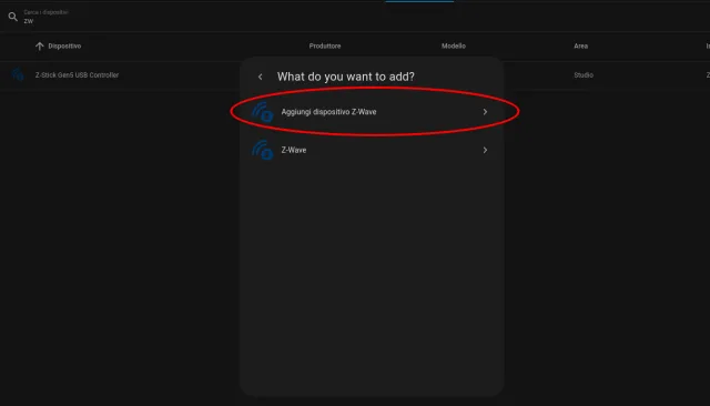 Procedura Home Assiatant per installazione Z-Wave