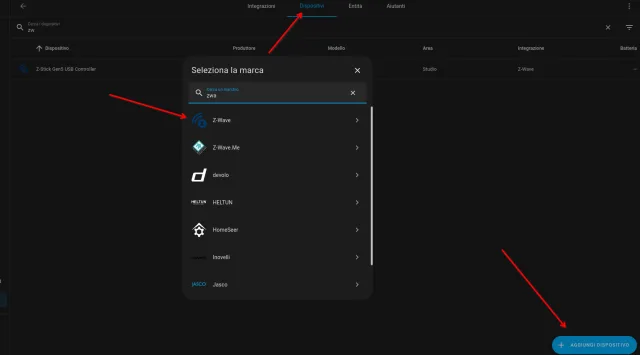 Procedura Home Assiatant per installazione Z-Wave