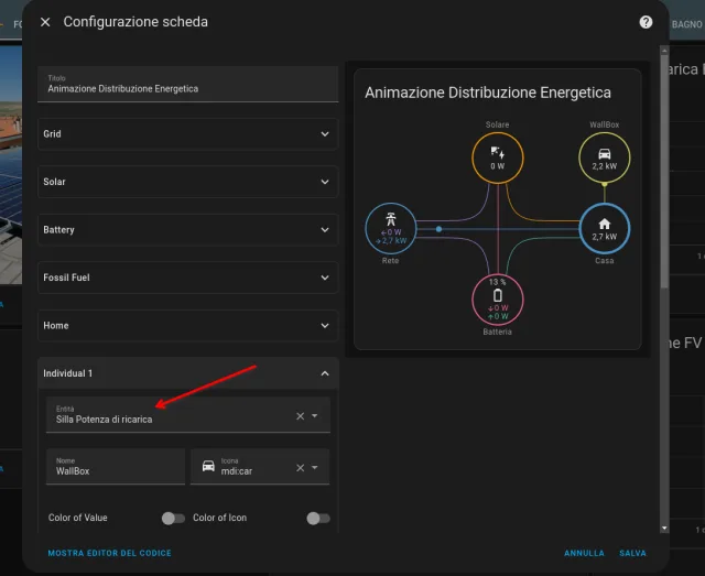 esempio di configurazione Power Flow Card Plus