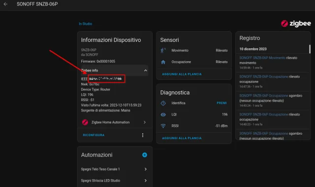 Aggiornamento Firmware Sonoff SNZB-06P direttamente da ZHA e settaggio sensibilità